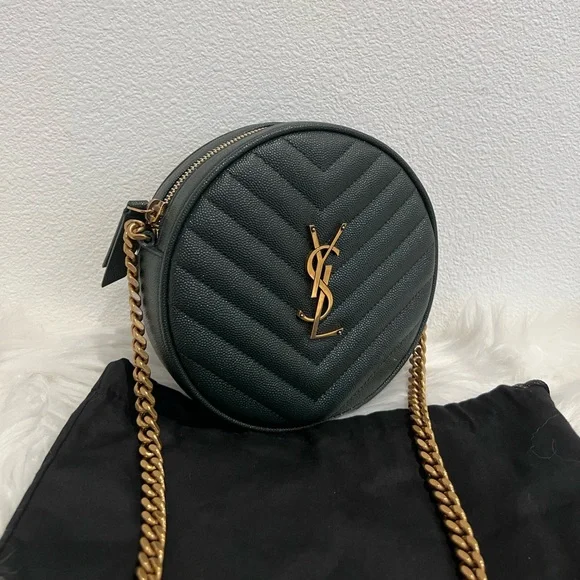 NWT SAINT LAURENT YSL Round Jade Vinyle Chevron Loulou Camera WOC Crossbody Bag - Picture 6 of 10
